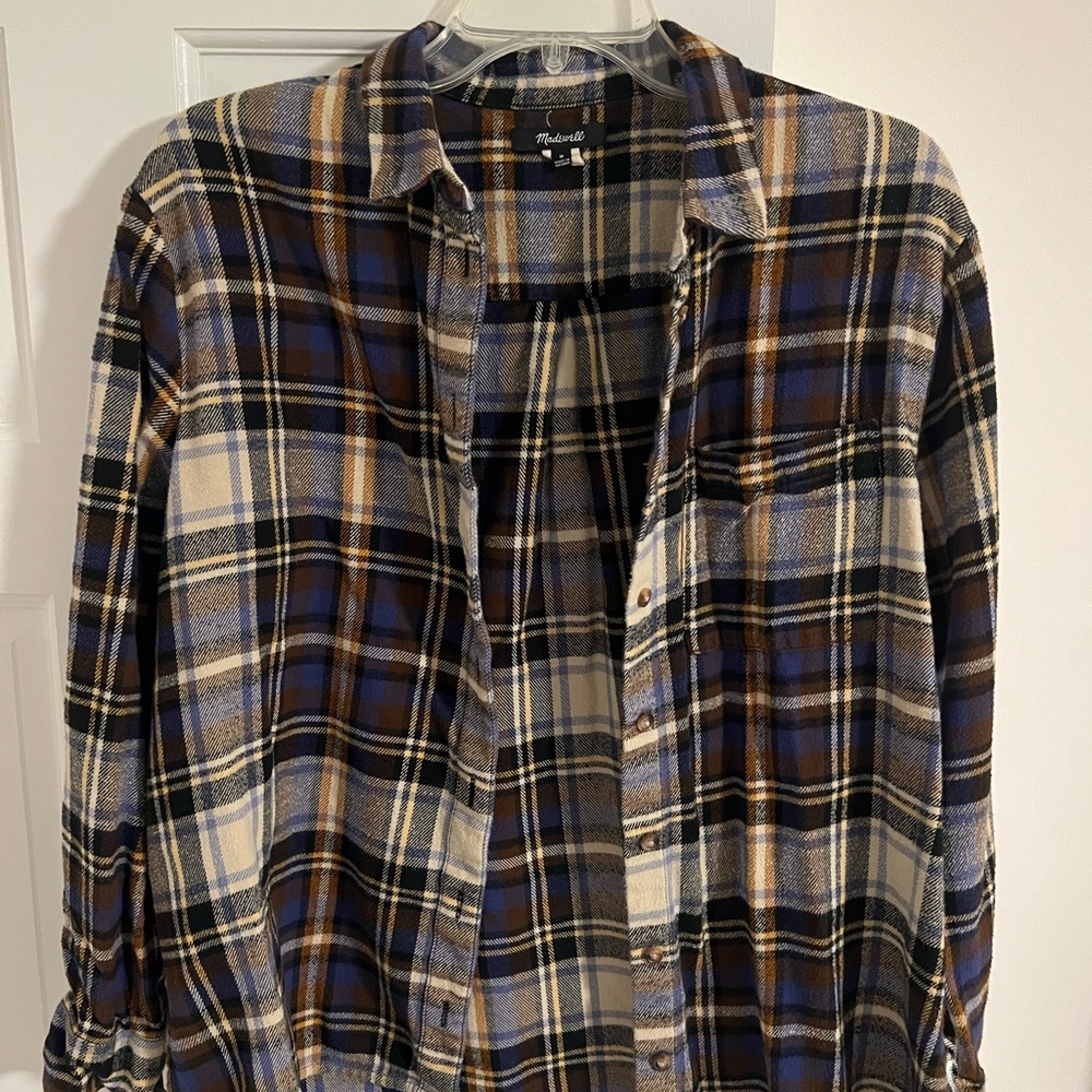 Madewell Blue and Black Casual Button Down Shirt